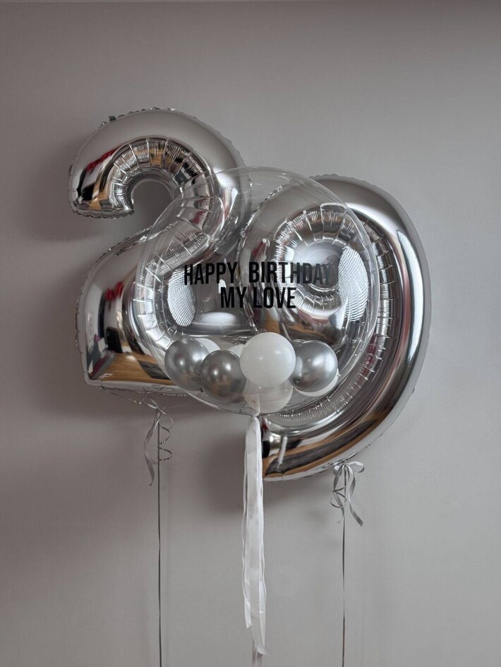 Шары «Цифры и баблс» с надписью на день рождения