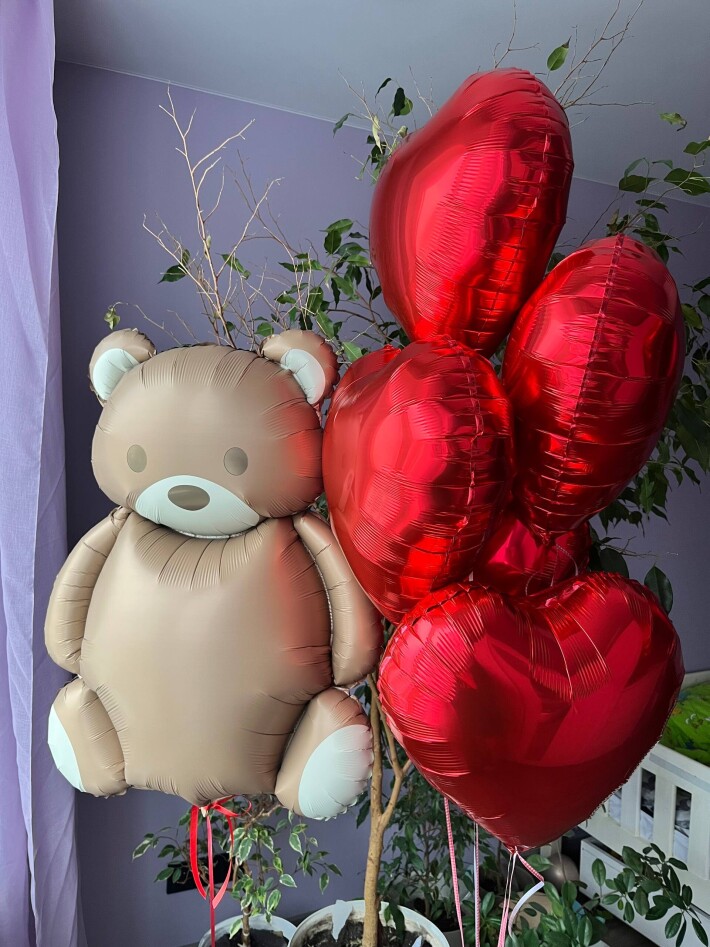Набор шаров «Медведь» с сердцами