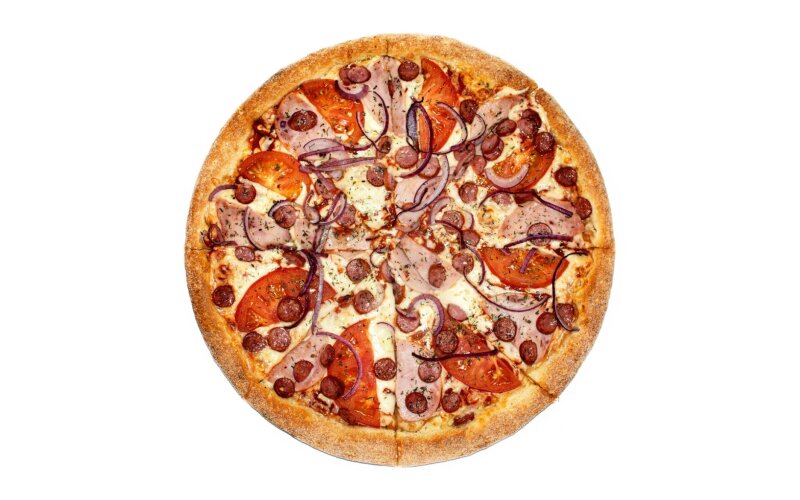 Пицца «Охотничья с помидорами»