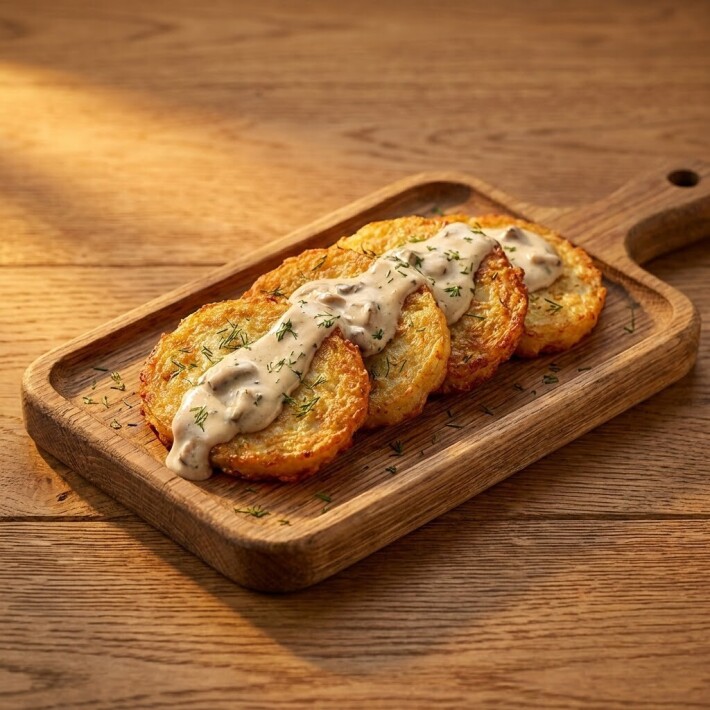 Драники «С грибным соусом»