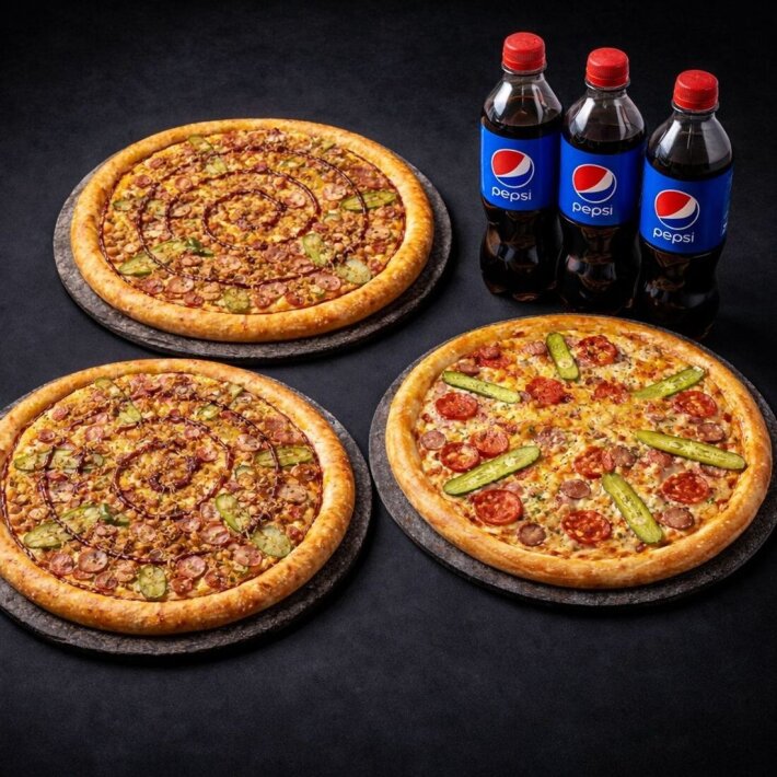 Комбо 3 пиццы + пепси 1.5л