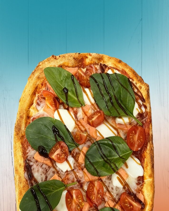 Римская пицца с семгой и шпинатом