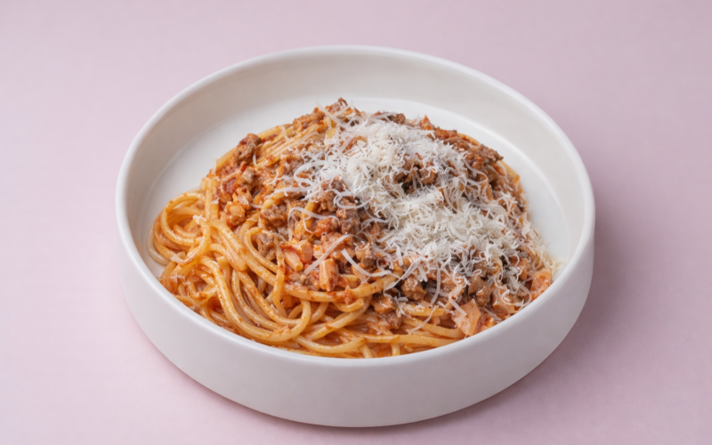 Паста с говядиной, шампиньонами и трюфельным маслом