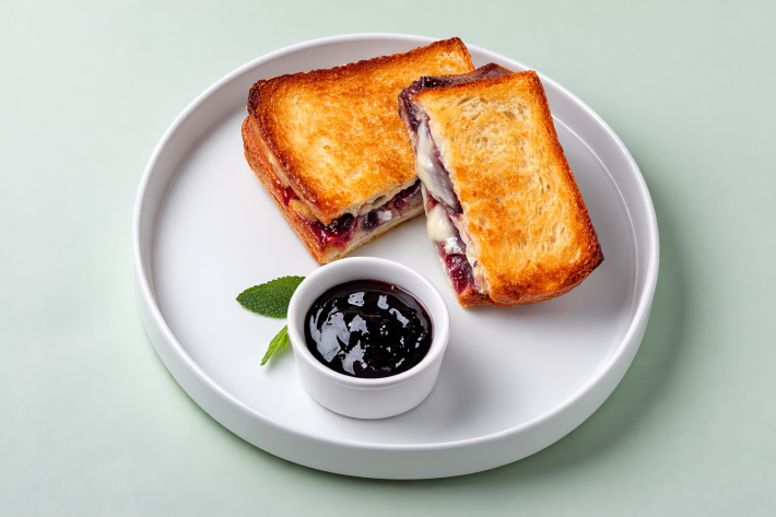 Бриошь камамбер и джем из голубики