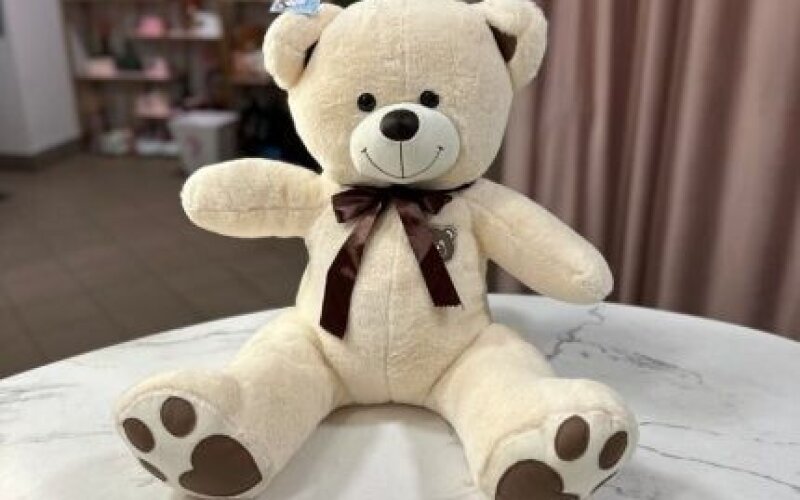 Мягкая игрушка Мишка с лентой светлый