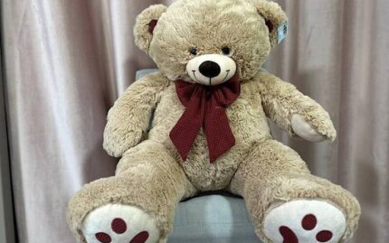 Мягкая игрушка Мишка с бордовым бантом