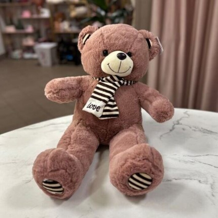 Мягкая игрушка Мишка с лентой коричневый