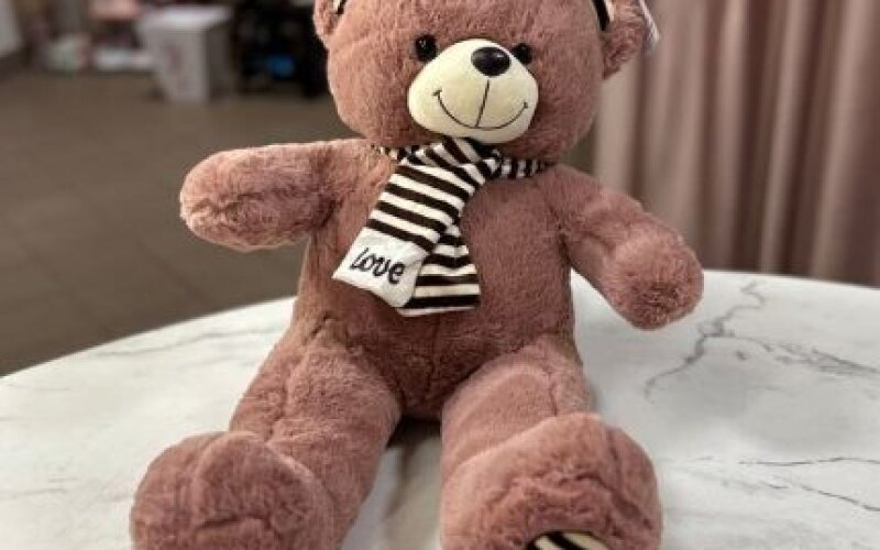 Мягкая игрушка Мишка с лентой коричневый