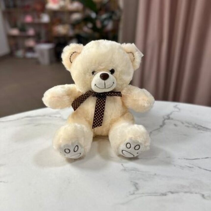 Мягкая игрушка Мишка с лентой горошек