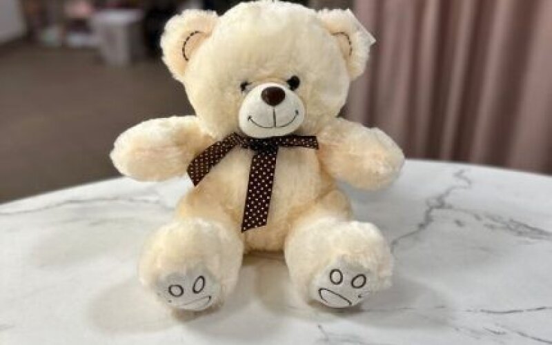 Мягкая игрушка Мишка с лентой горошек