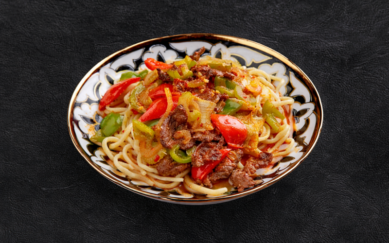 Лагман с курицей и овощами