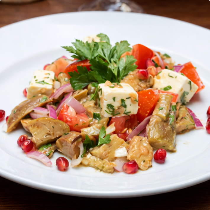 Салат с печеными баклажанами