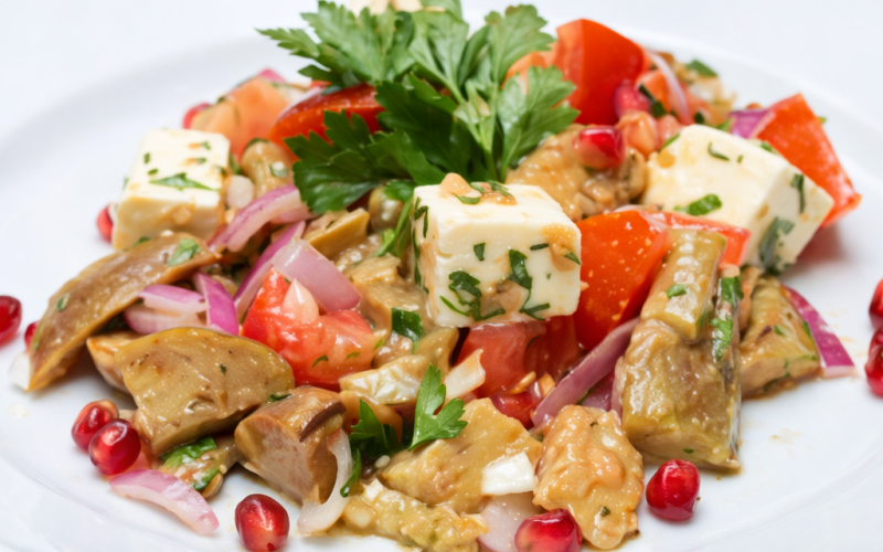 Салат с печеными баклажанами