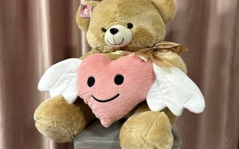 Мягкая игрушка Мишка кофейного цвета с сердечком