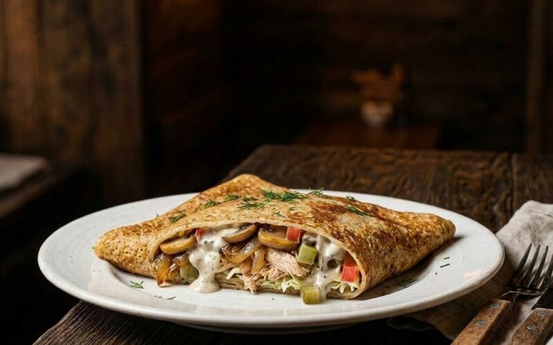 Блин «С грибами и луком»