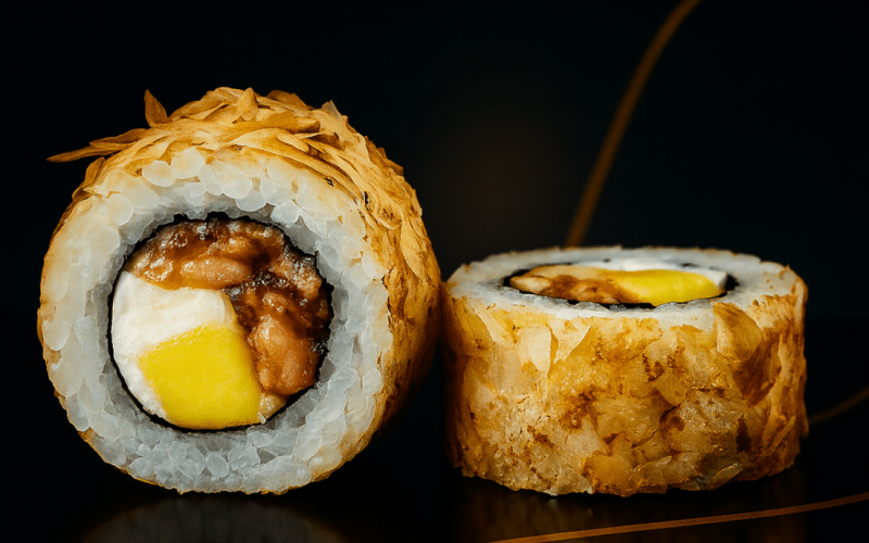 Бонито с жареным лососем