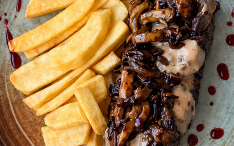 Стейк «Стриплойн» с бельгийским картофелем