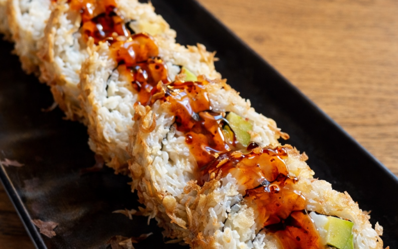 Ролл с карамелизированным лососем