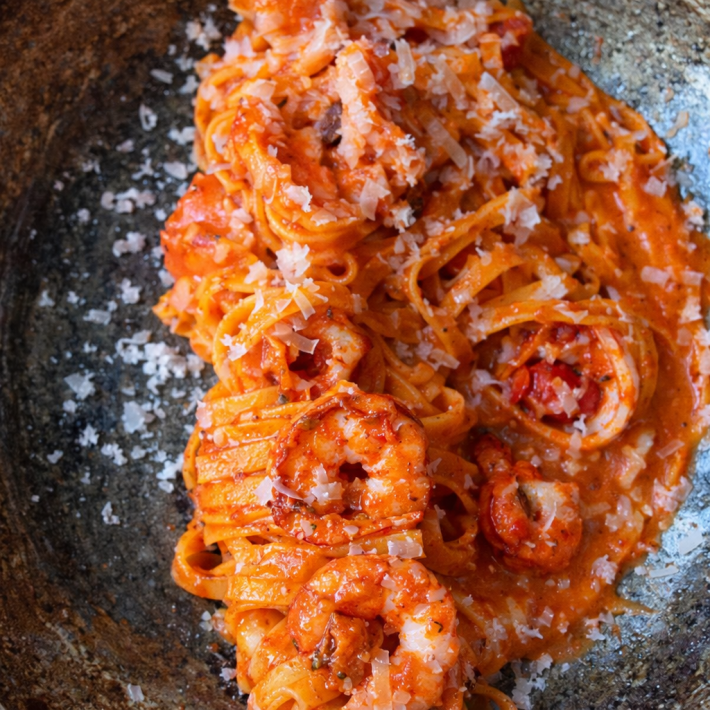 Паста «Тальятелле» с креветками