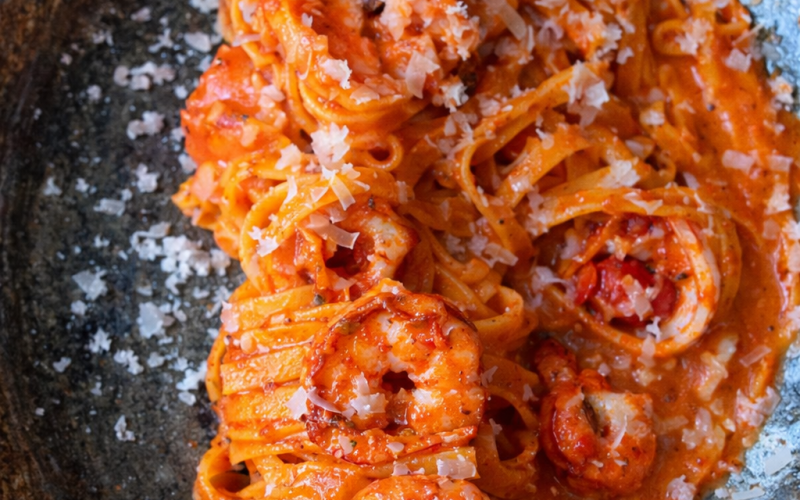 Паста «Тальятелле» с креветками