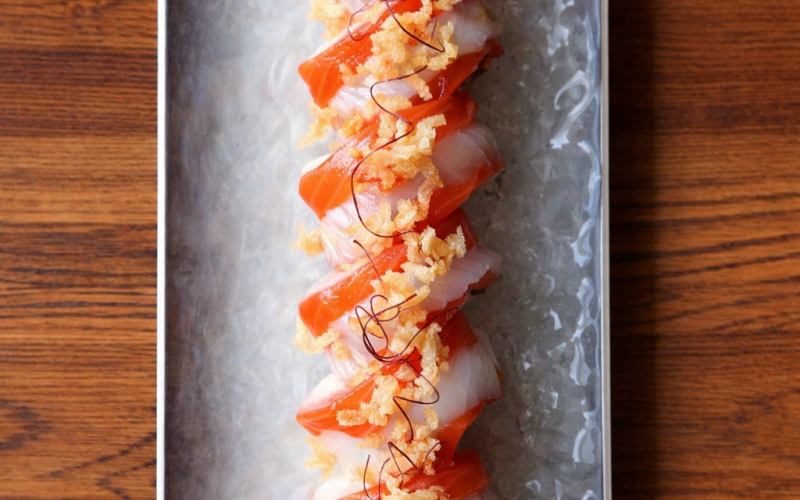 Ролл в лососе с кокосовым соусом