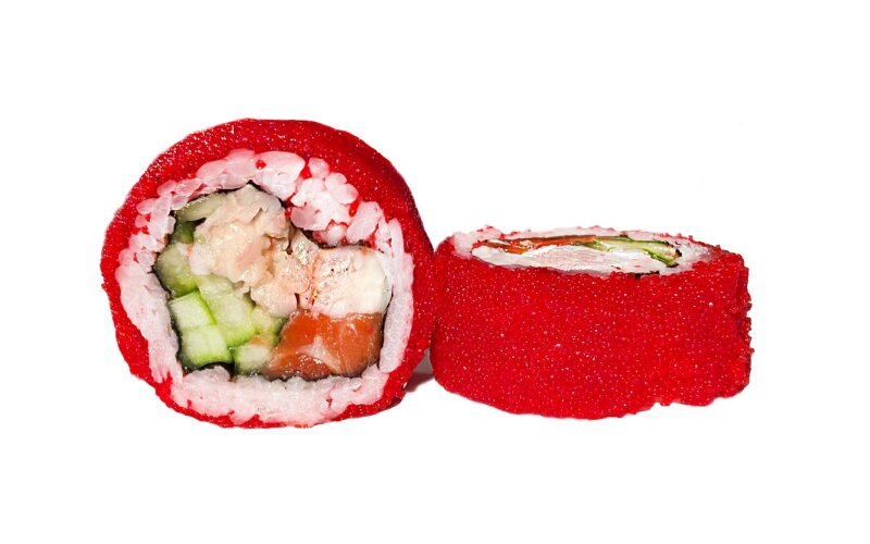 Ролл «Калифорния с креветкой и лососем»