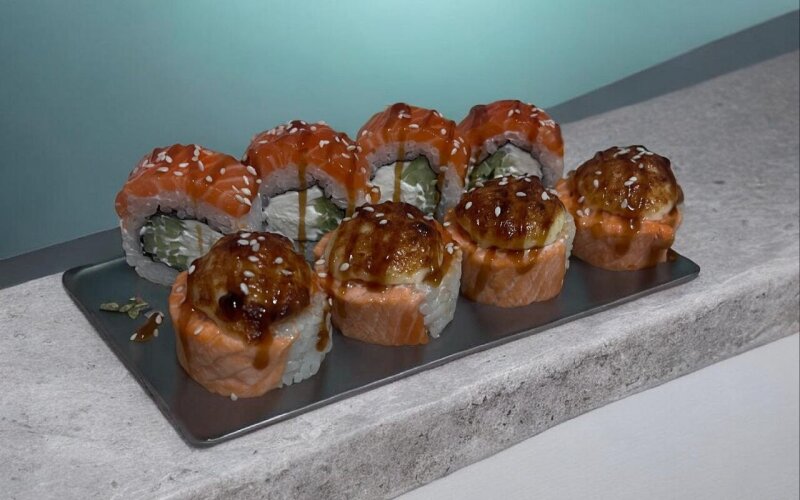 Запечённый ролл «Филадельфия с сырным соусом»