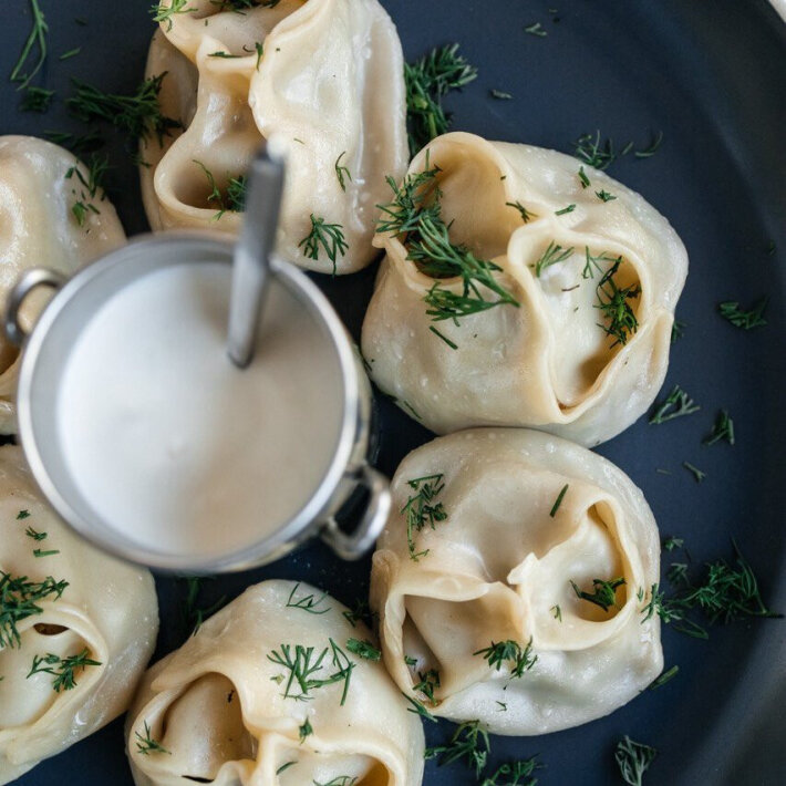 Манты с говядиной и тыквой