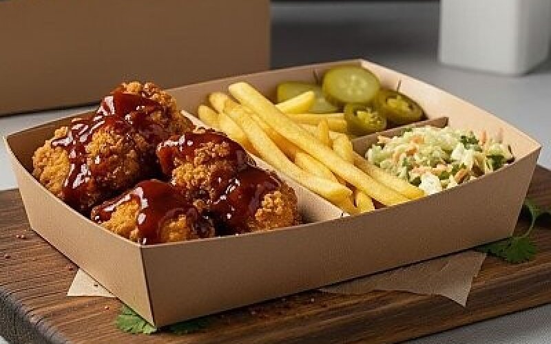 Бокс с картофелем фри и домашним BBQ с курицей