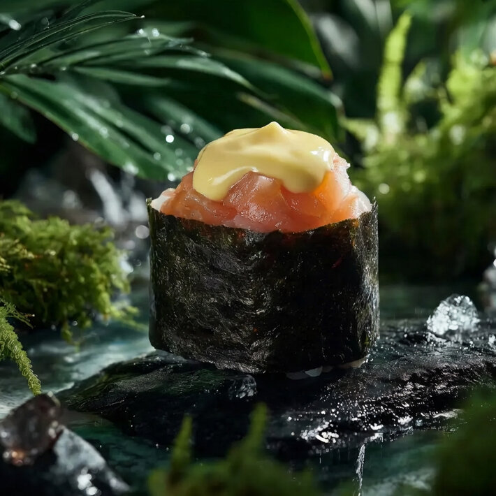 Гункан с лососем