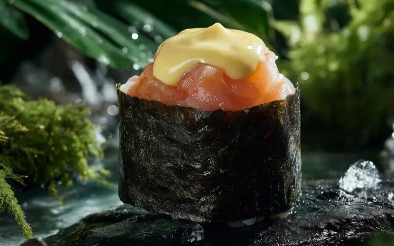 Гункан с лососем