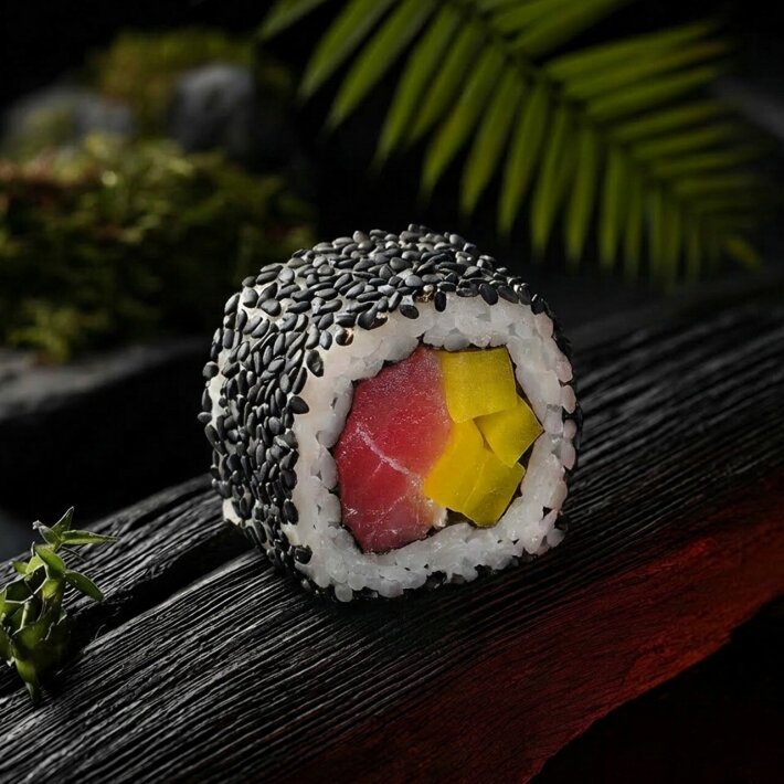 Ролл с тунцом и такуаном