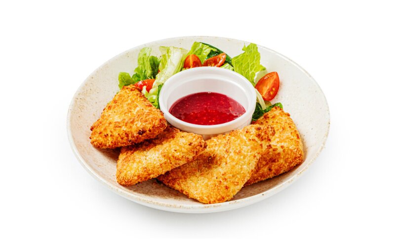 Запеченный сыр «Чеддер» с малиновой горчицей