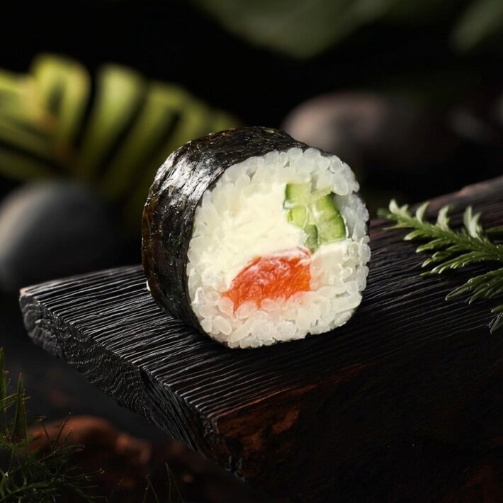 Ролл с лососем и огурцом