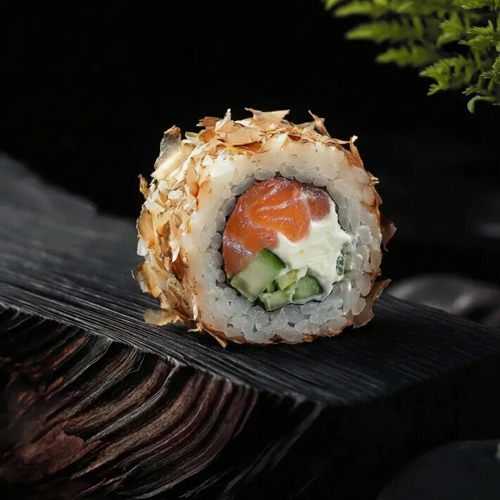 Ролл «Бонито с копчёным лососем»