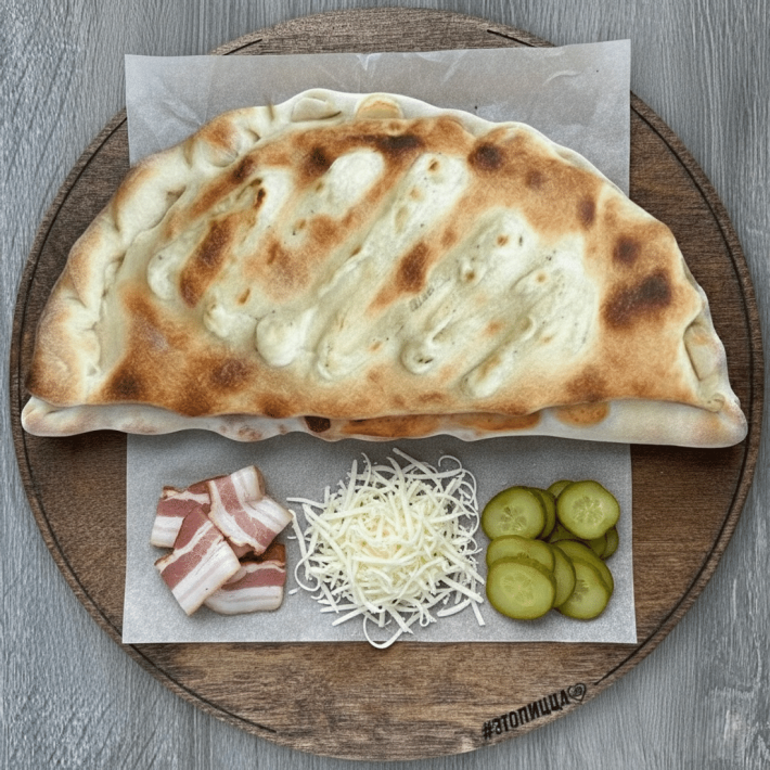 Мини-кальцоне с беконом и маринованным огурцом