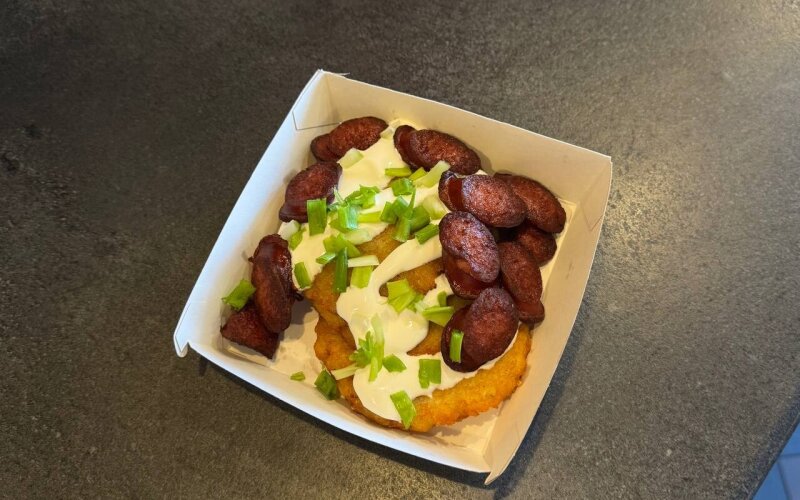 Драники с говяжьей колбасой