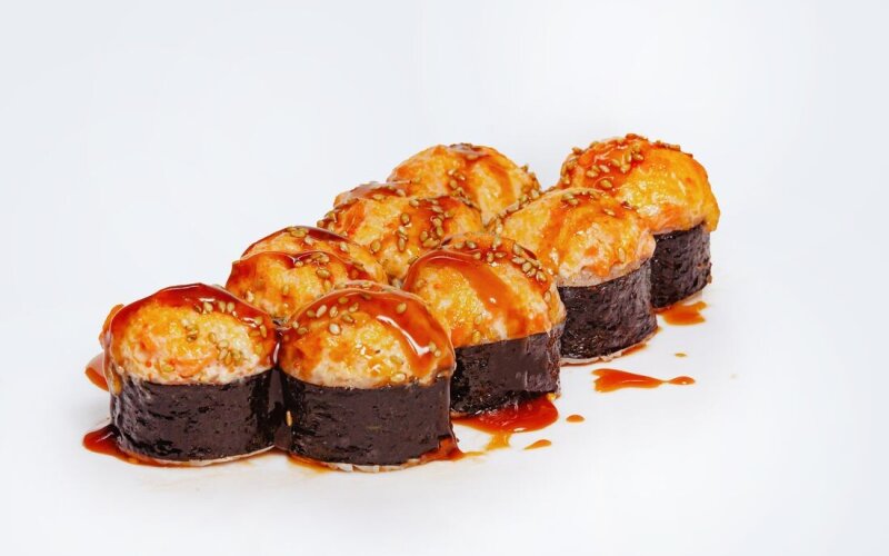 Запеченный с лососем и сырной шапочкой