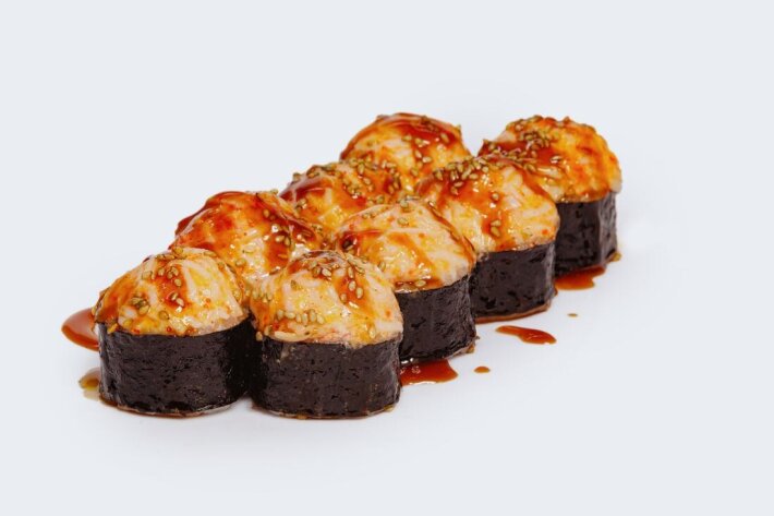 Запеченный с креветкой темпурой и крабом