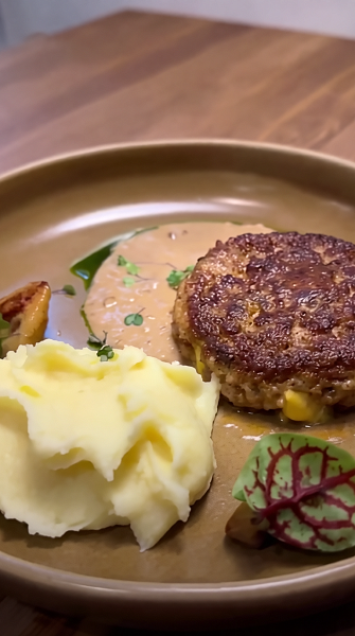 Бифштекс из дичи с кремом из жареного картофеля