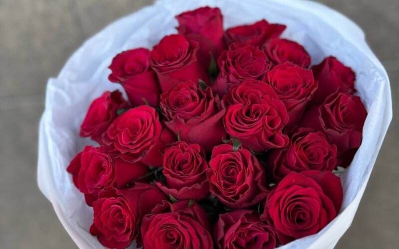 Букет из красной розы 21 шт в упаковке