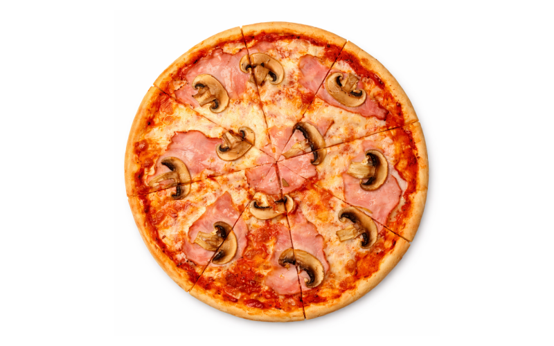 Пицца с ветчиной и грибами
