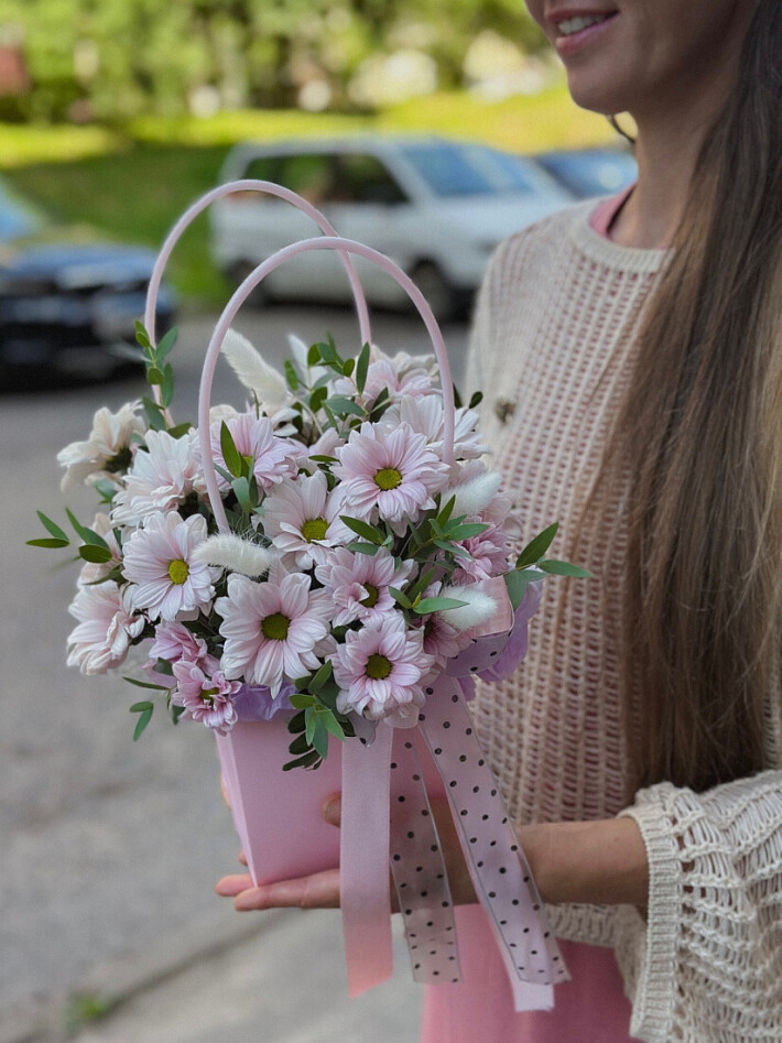Сумочка с розовыми ромашками