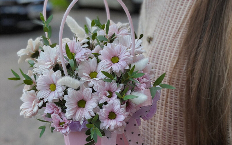 Сумочка с розовыми ромашками