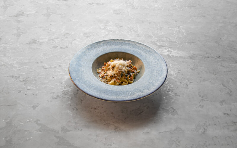 Паста с семгой и шпинатом