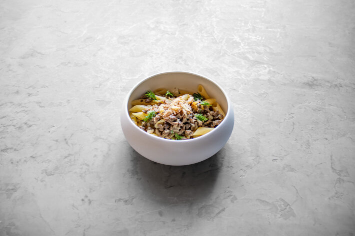 Макароны «По-флотски» с говяжьей вырезкой