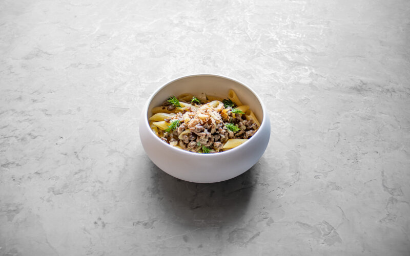 Макароны «По-флотски» с говяжьей вырезкой