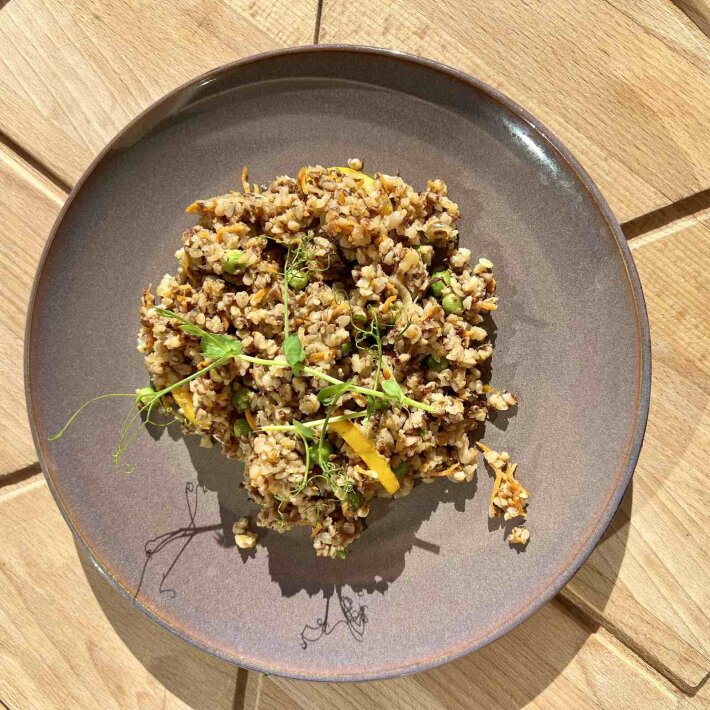 Гречка с грибами и овощами