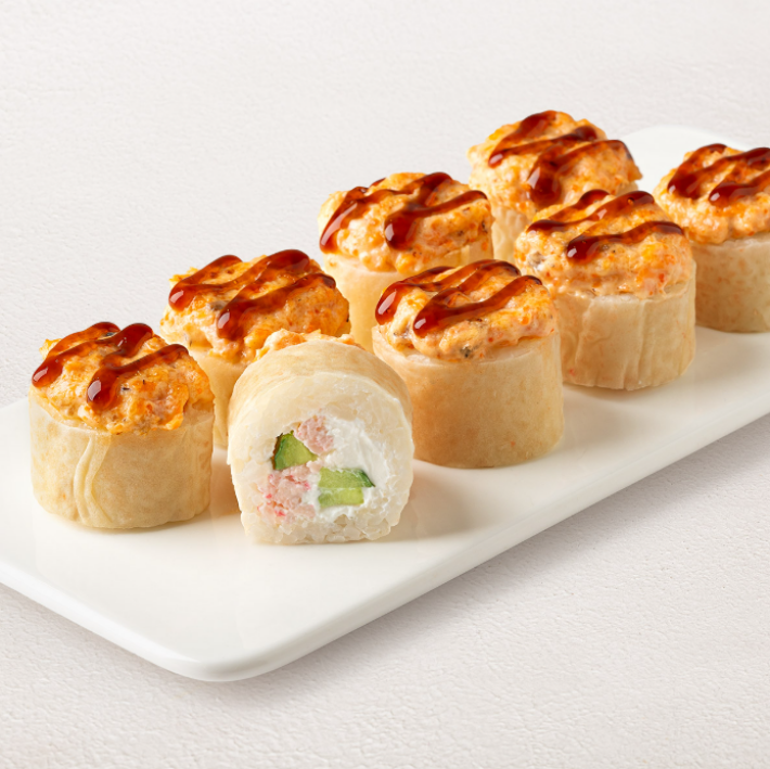 Спринг-ролл с угрем и лососем