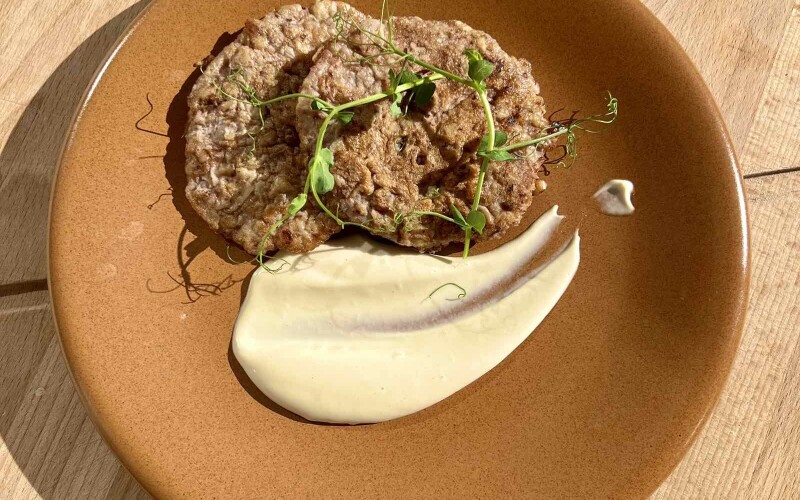 Медальоны из свинины с ореховой корочкой с соусом горчичным